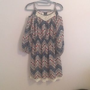 Tribal Pattern Off-the-Shoulder Dress